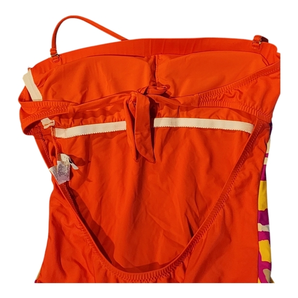 Trina Turk Orange Medallion One-Piece Swimsuit Halter Back Tie Size 8 - Picture 7 of 11